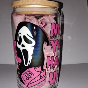 Glass cup with bamboo lid & straw